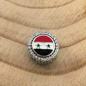 Pandora Syria Flag Exclusive Bead Charm For Bracelet, S925 Silver Jewelry